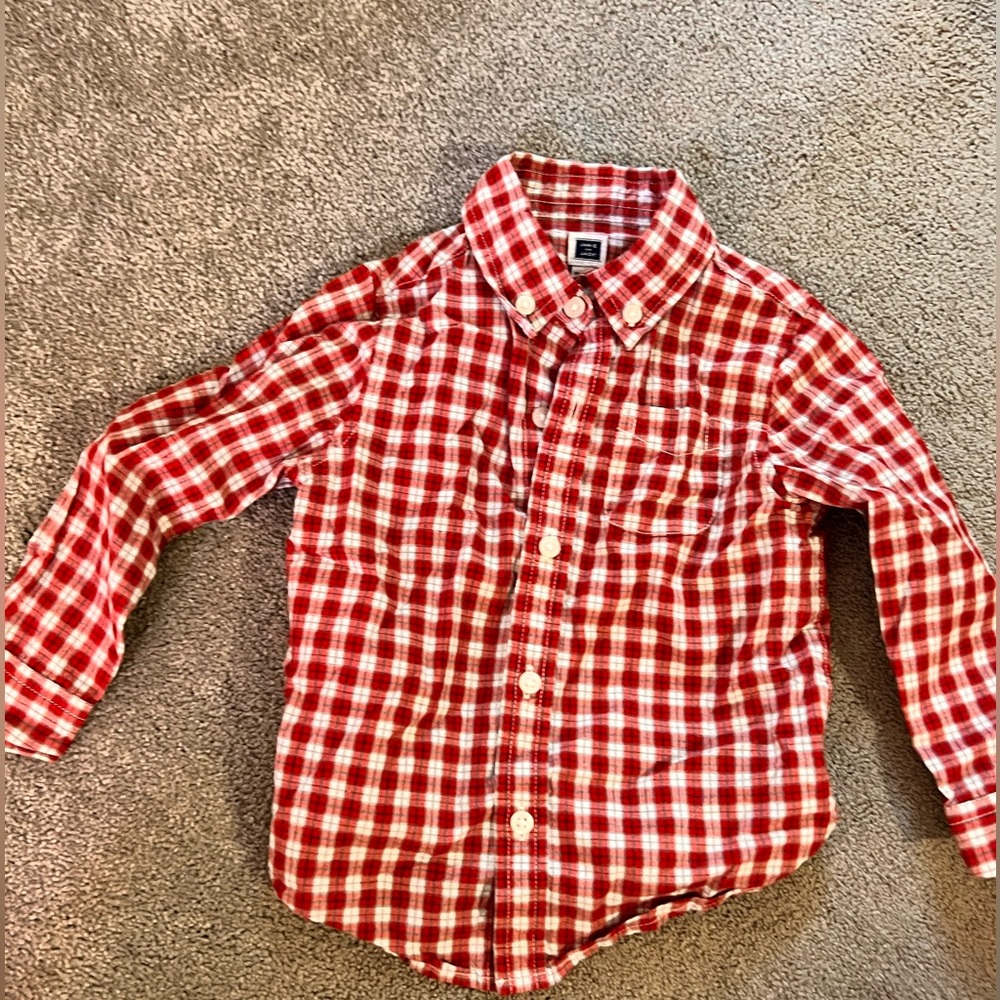 Red plaid Janie and Jack boys button down 18-24 m